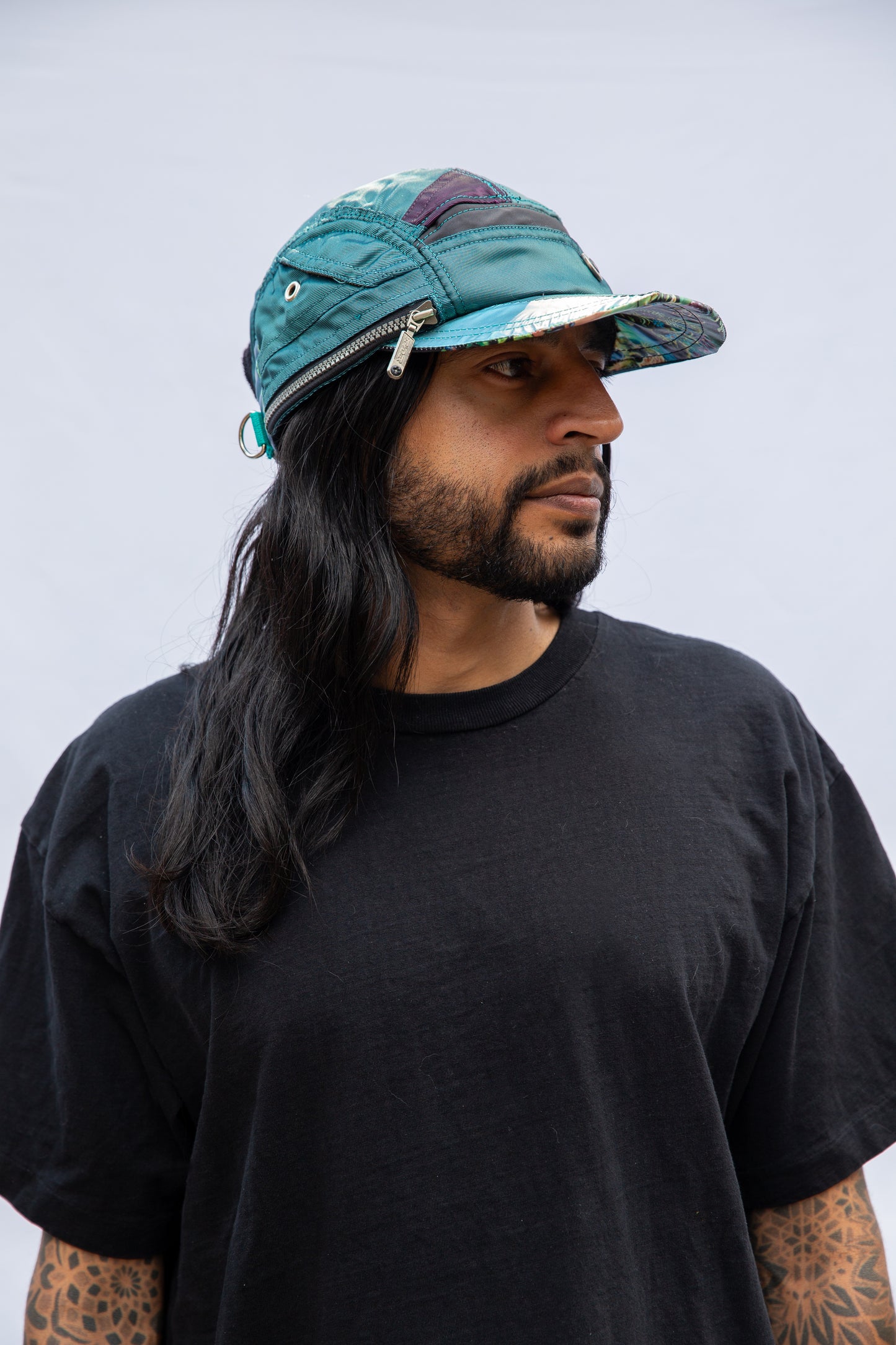 Upcycled Iridescent 5-panel Hat #1 (1 of 1 ) Vintage Spyder