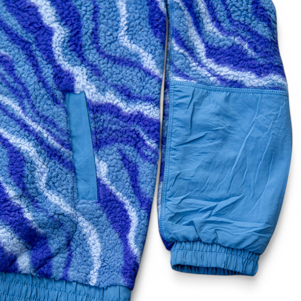Vintage Upcycled Blue Swirl Fleece 1/4 Zip