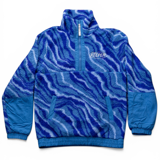 Vintage Upcycled Blue Swirl Fleece 1/4 Zip