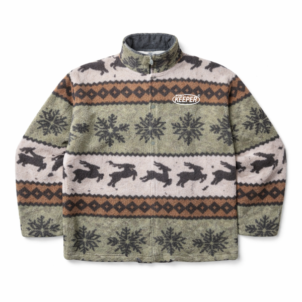 Vintage Upcycled Winter Rabbit 1/4 Zip Fleece