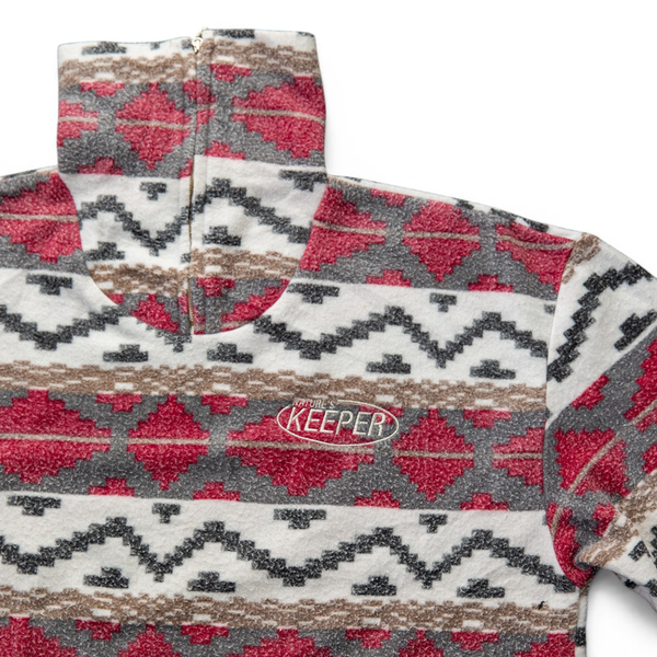 Vintage Upcycled Strawberry Cream 1/4 Zip Fleece